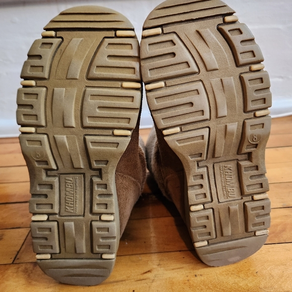 Khombu womens fuzzy boots brown leather suede 8 - Picture 5 of 8